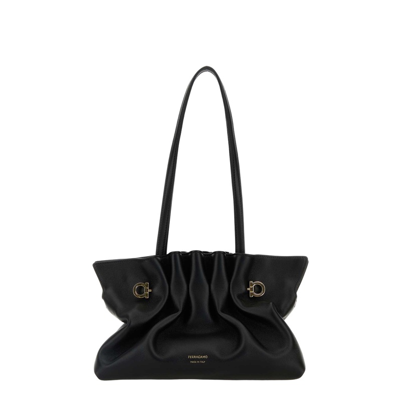 Black Leather Shoulder Bag|os|os