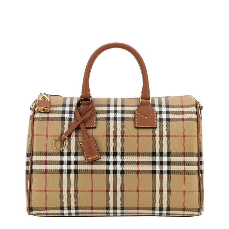 Printed Canvas Medium Check Handbag