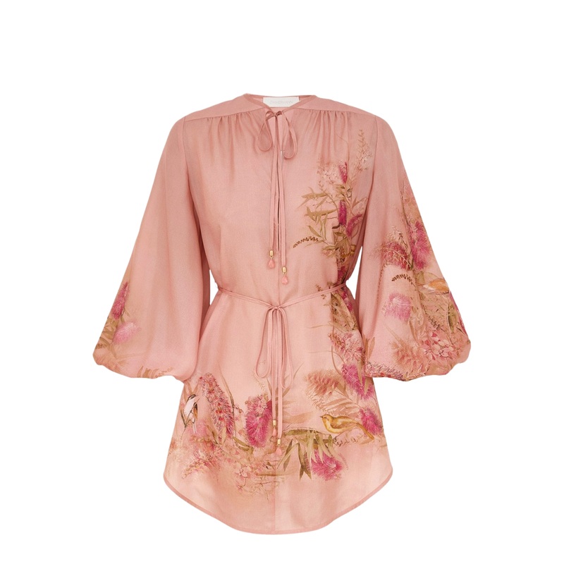 Cascadian Printed Silk Top in Pink