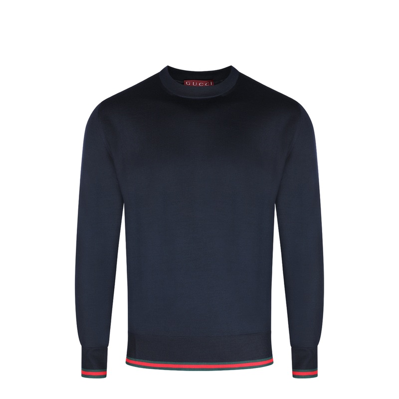 Wool Knit Jumper with Web in Dark Blue