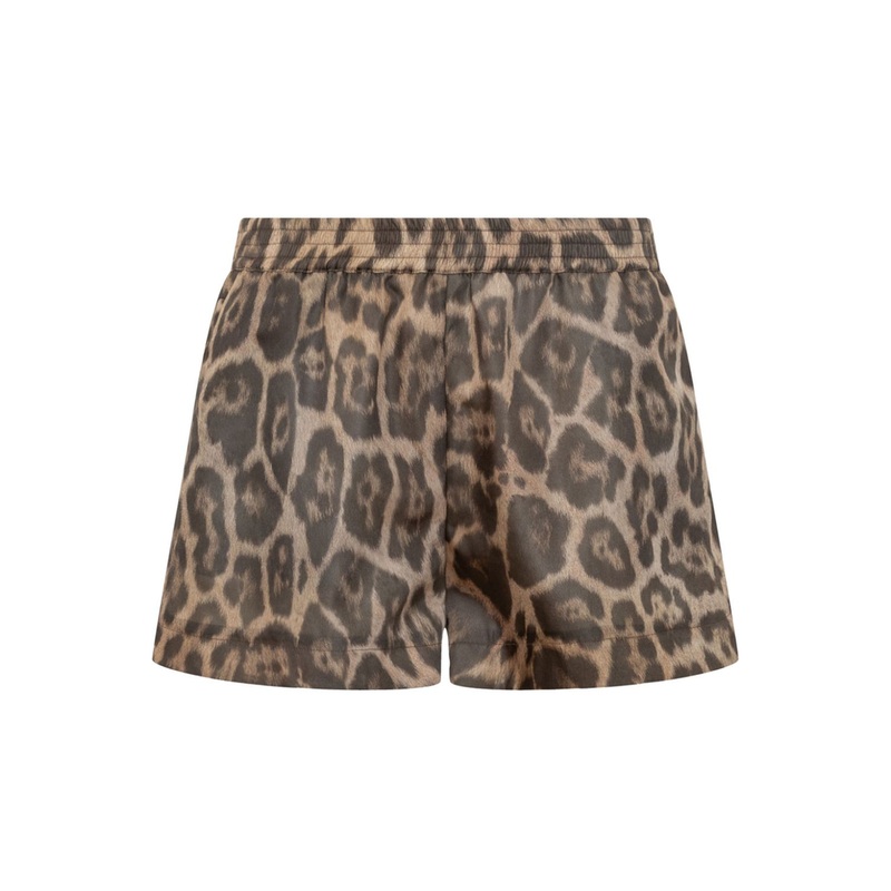 Elastic Waistband Animal Print Shorts