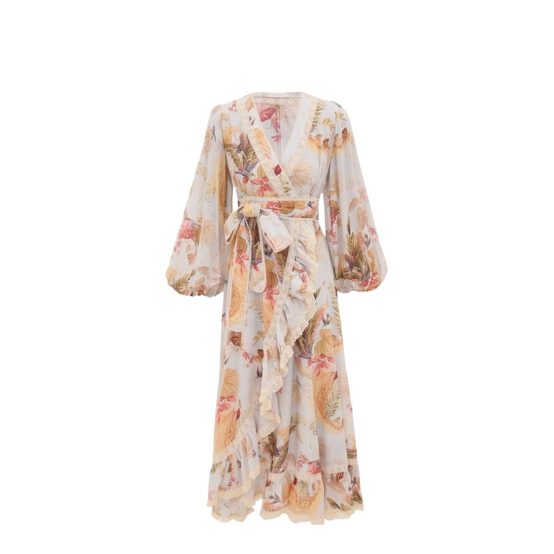 Multicolored Ascension Frill Midi Dress