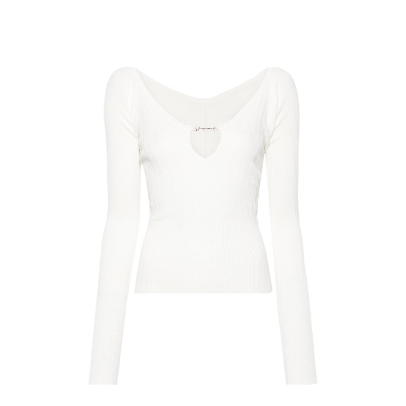 Off-White Ribbed Knit Top|34|36|38|40