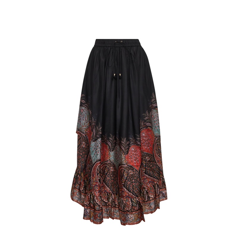 Rhiannon Ruffle Silk Maxi Skirt