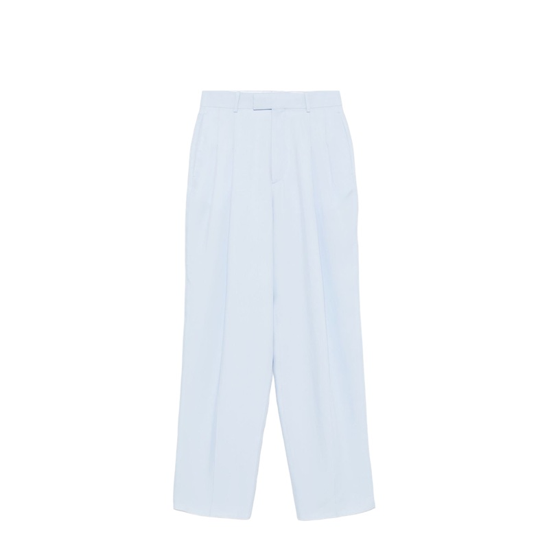 Viscose And Silk Twill Straight Trousers