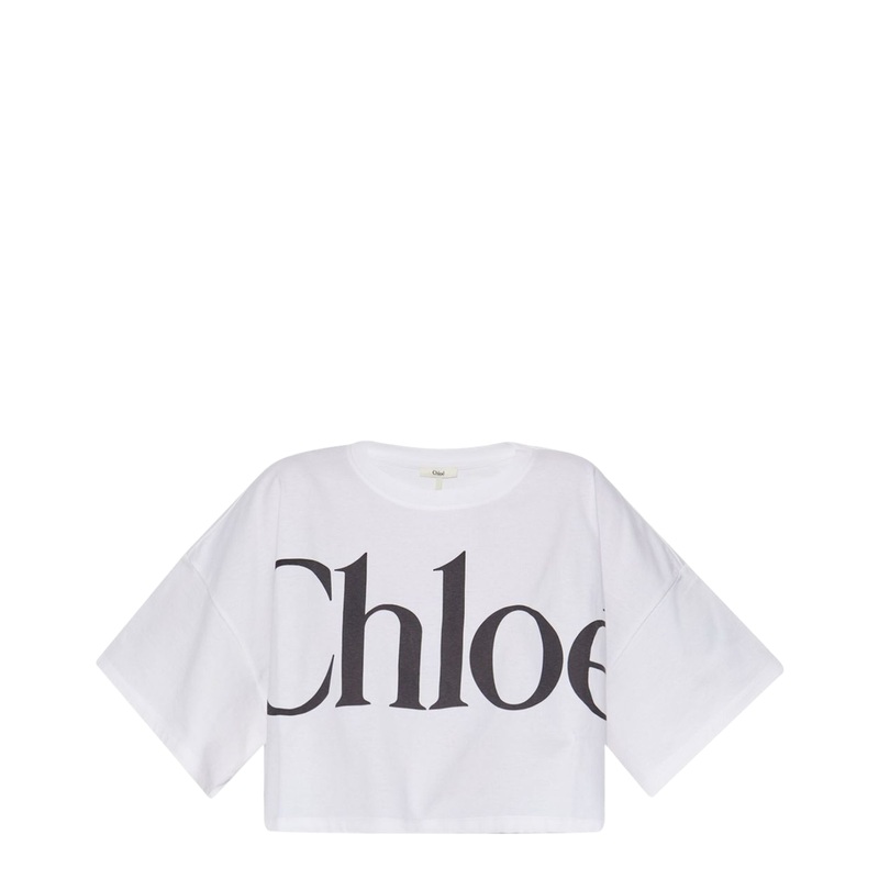 Cropped Boxy Logo T-Shirt in Cotton Jersey