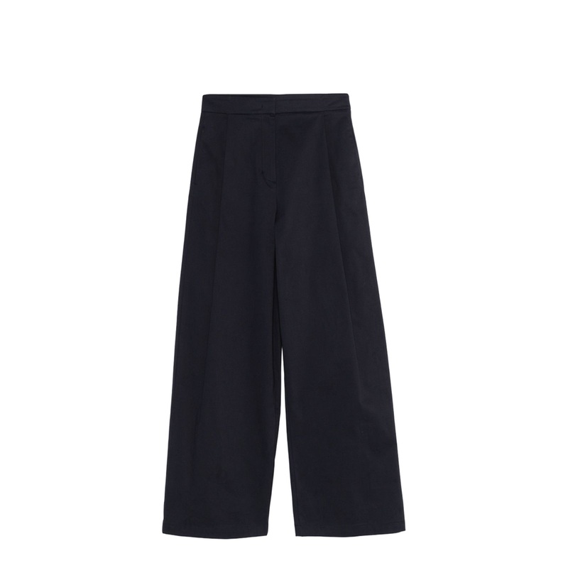 Cotton Wide-Leg Trousers|38|40|42|44|46