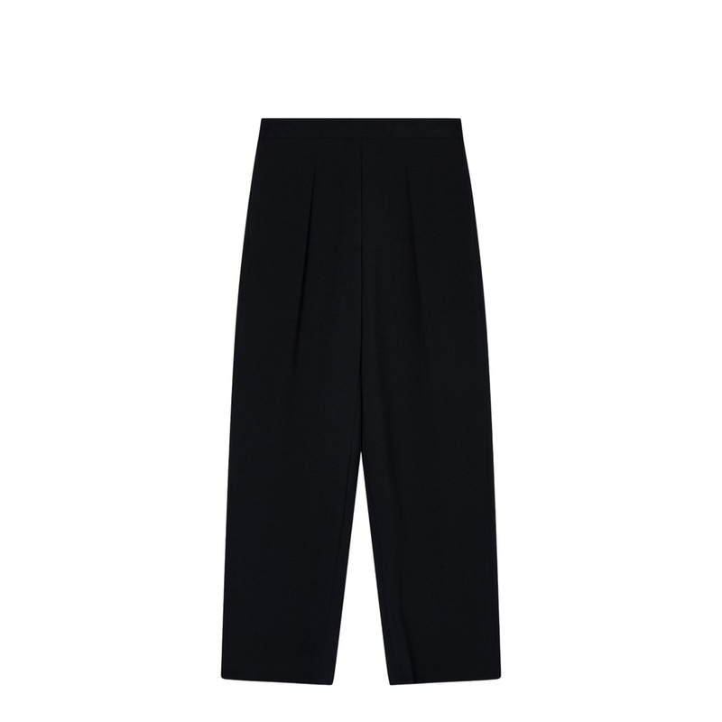 Stretch Sandblasted Fabric Trousers with Pleats