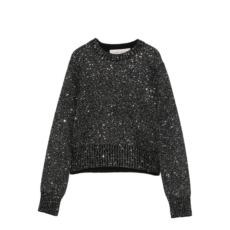 Black Wool Blend Cropped Sweater