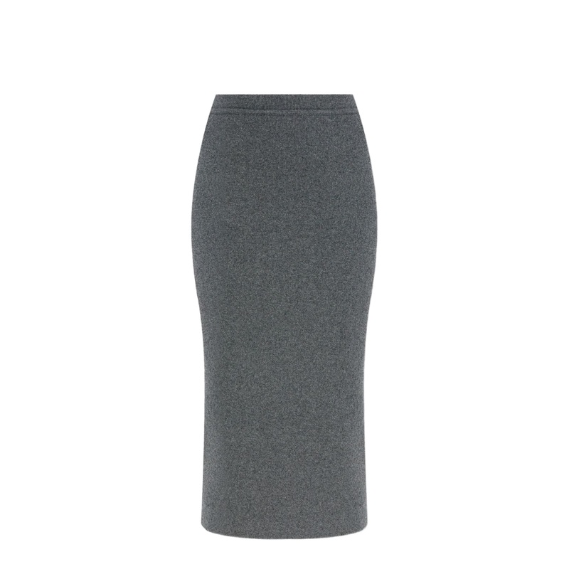Cashmere and Cotton Midi Skirt – Grey