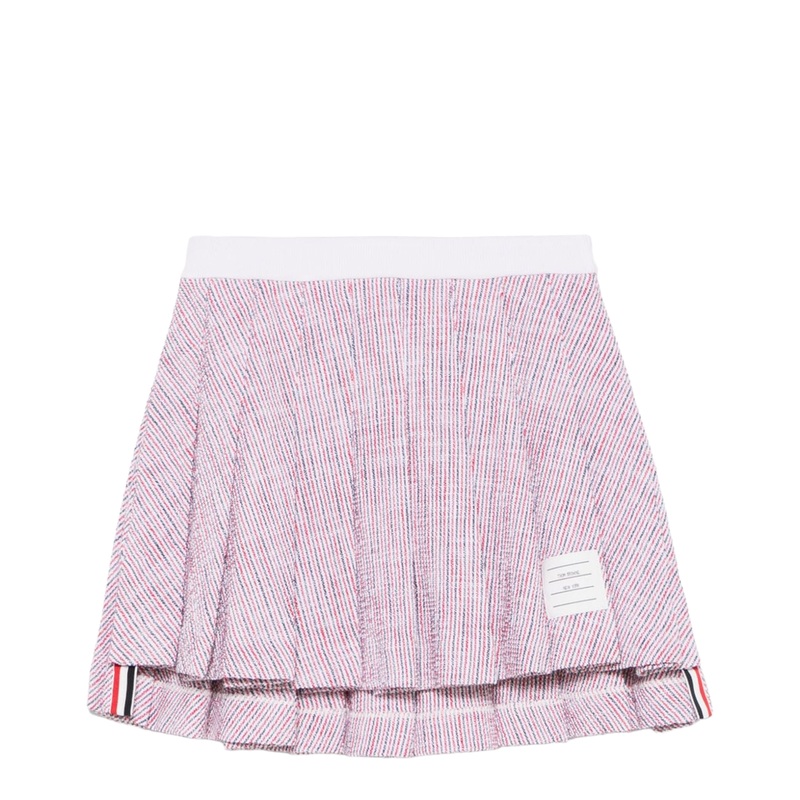 Mini Backdrop Pleated Skirt In Cotton Tweed