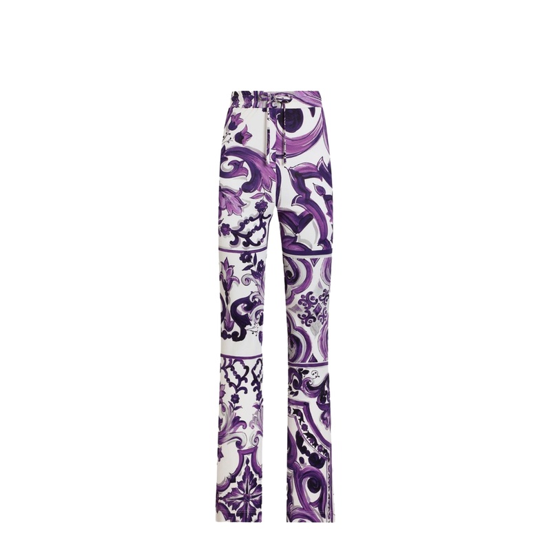 Multicolor Majolica Print Flared Pants