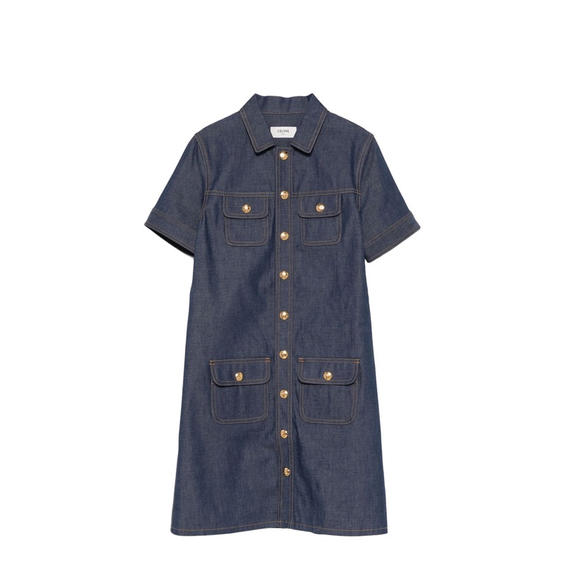 Denim Mini Chemisier Dress|xs|s|m|l