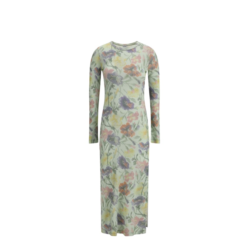 Dress in Silk and Cotton Multicolor