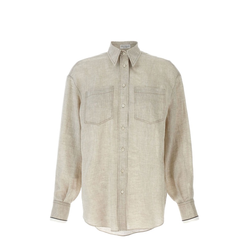 Linen Shirt with Shiny Cuffs|xs|s|m|l