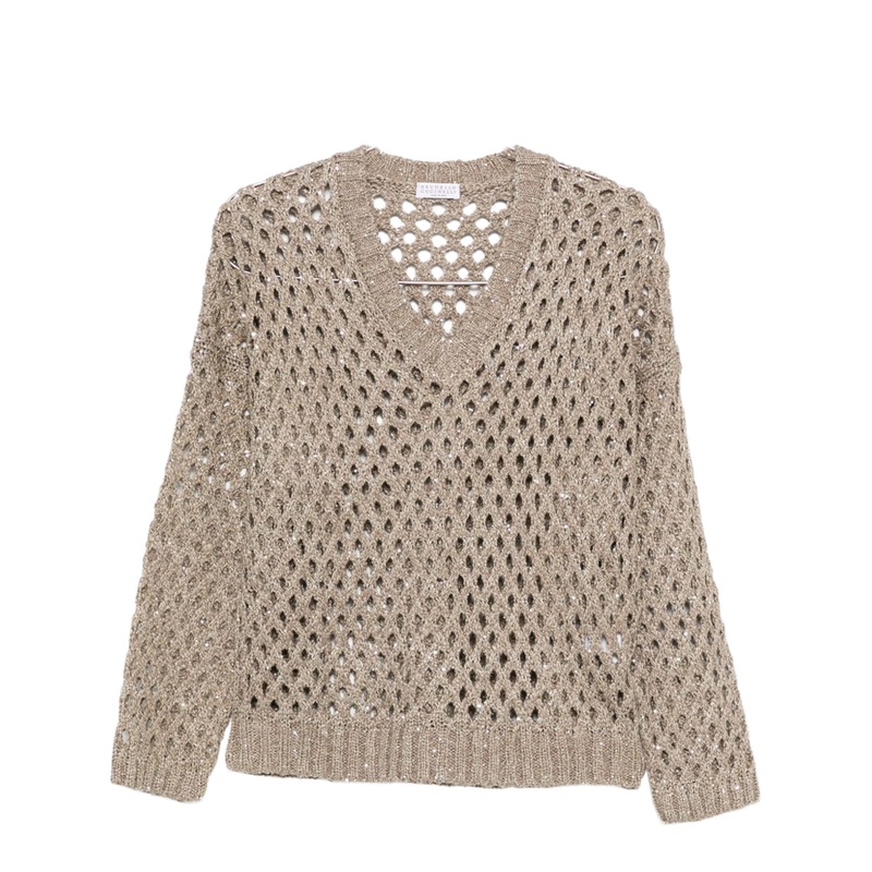 Open-knit V-necked Sweater|xs|s|m|l