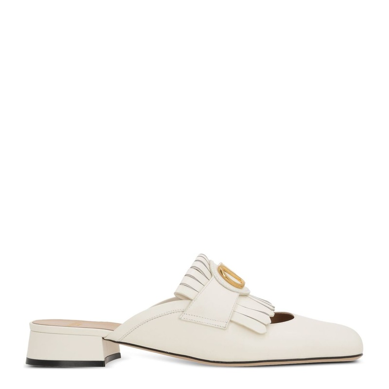 Vlogo Signature Calfskin Moccasin Mule With Fringes