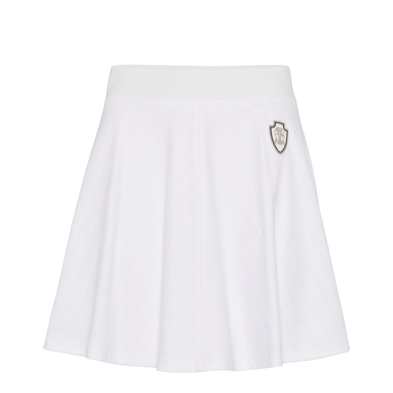 Cotton Wide Ribbed Interlock Mini Skirt with Logo