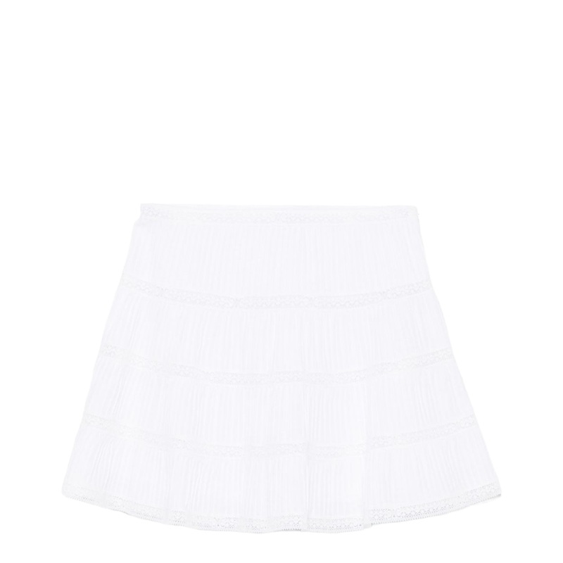 Mini Skirt with Embroidered Trims in Batiste