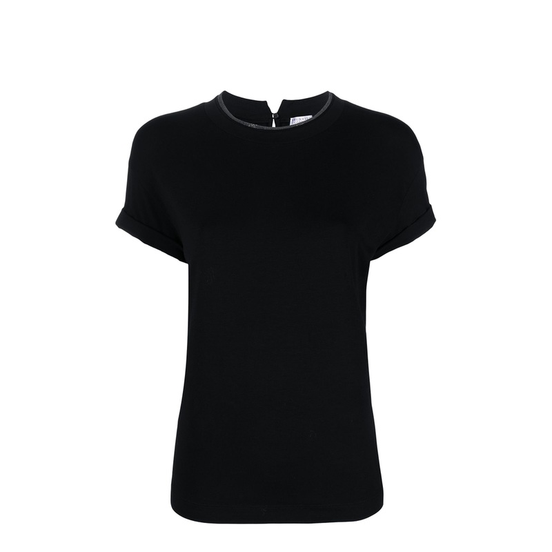 Monili-Detailed Cotton T-Shirt