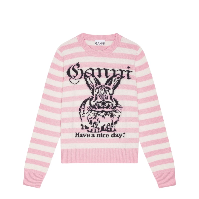 Striped Graphic Wool Mix Bunny Knit