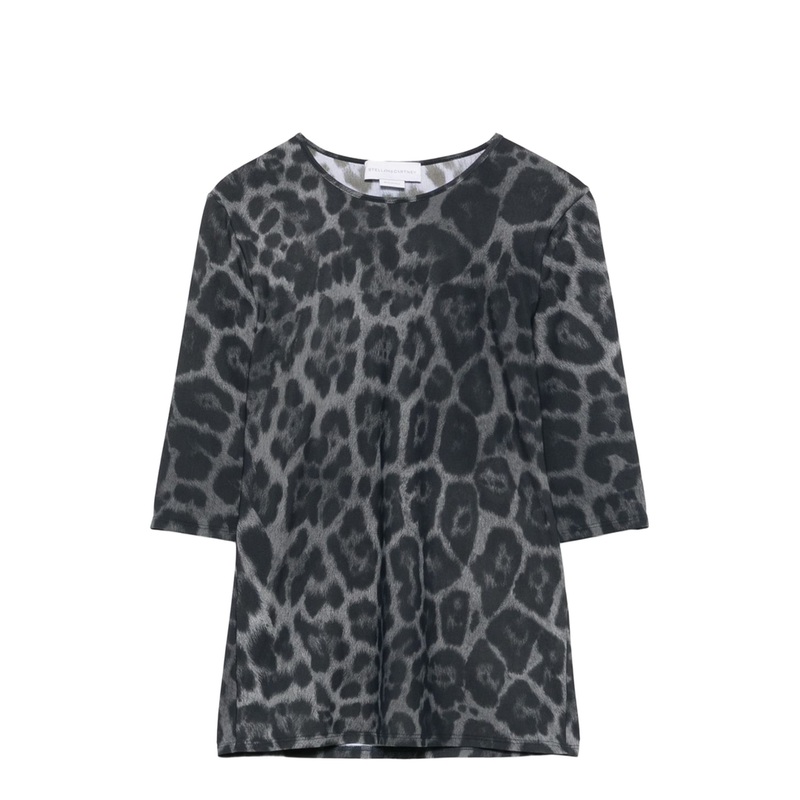 Ash Grey Leopard-Print Short-Sleeve T-Shirt