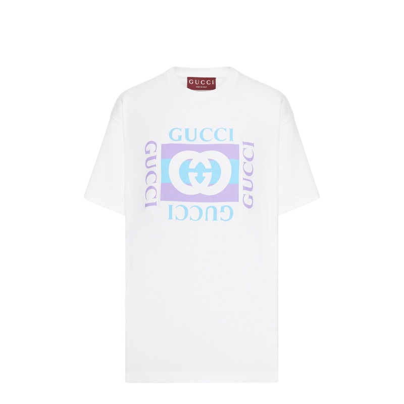 Cotton Jersey T-Shirt with Print in White