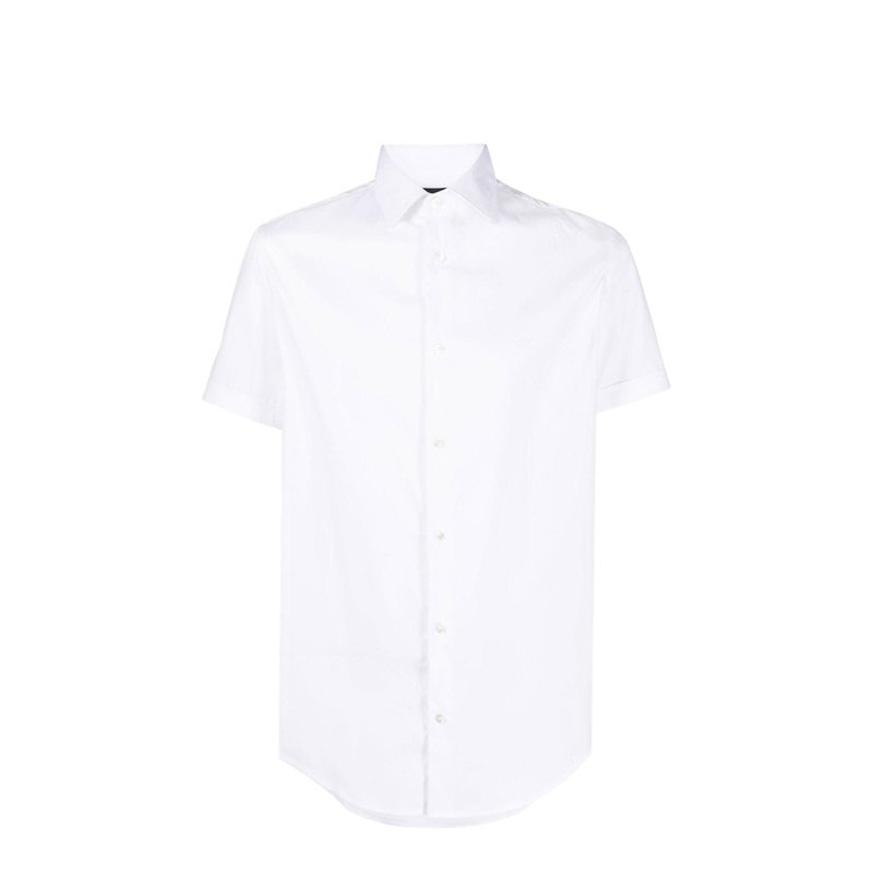 Cotton Shirt – White – Classic Collar Button Short
