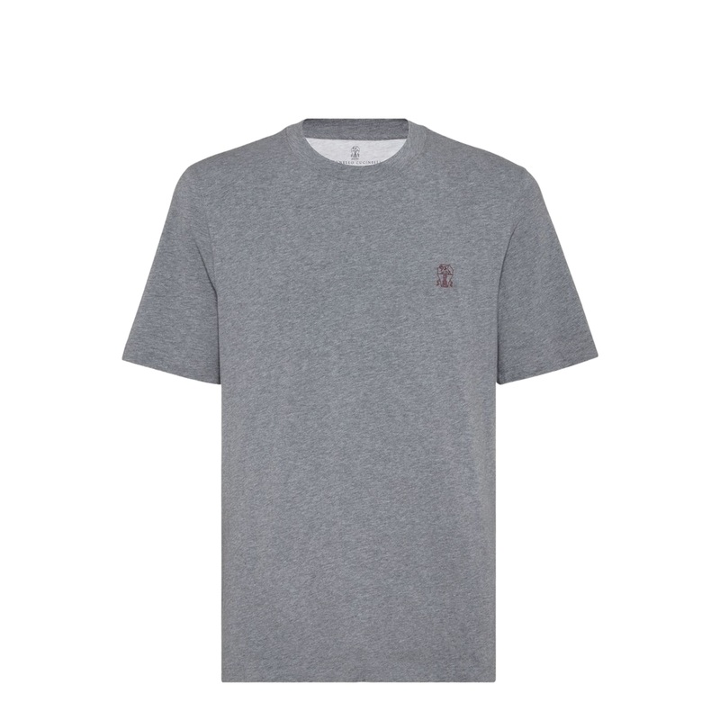 Jersey T-shirt with Logo in Medium Grey