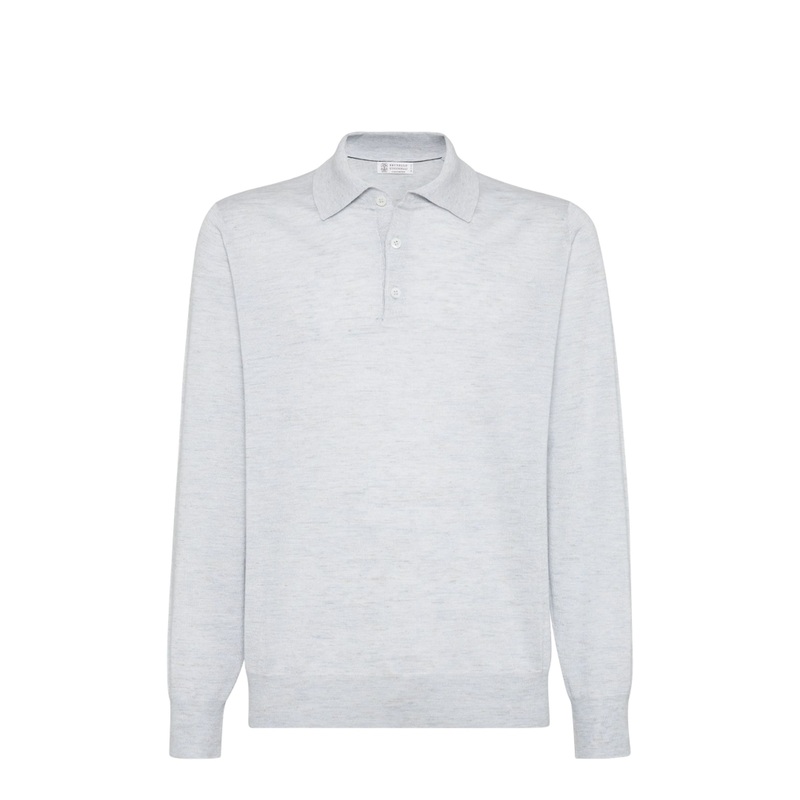 Lightweight Cashmere Silk and Linen Knit Polo Shirt