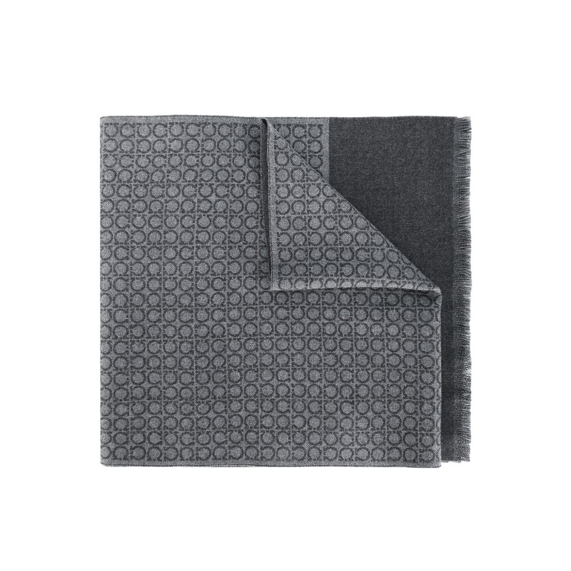 Ash Grey Wool Gancini Print Contrasting Panel