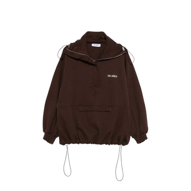 Brown Cotton Anorak Sweatshirt
