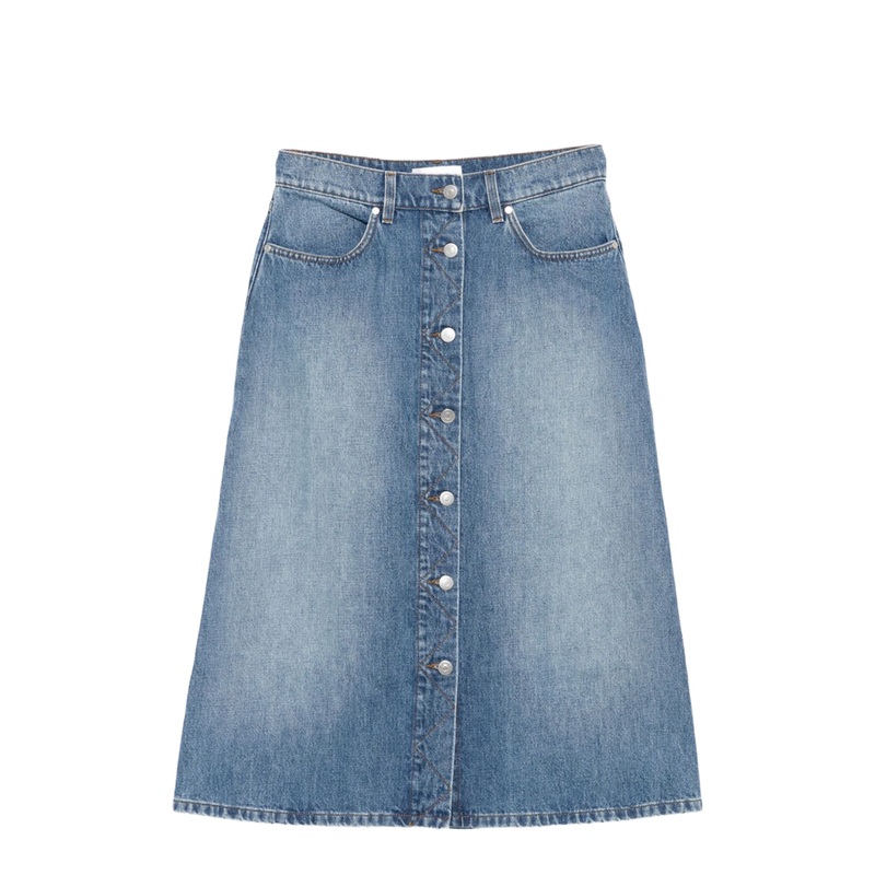 Denim Cotton Midi Skirt|xs|s|m