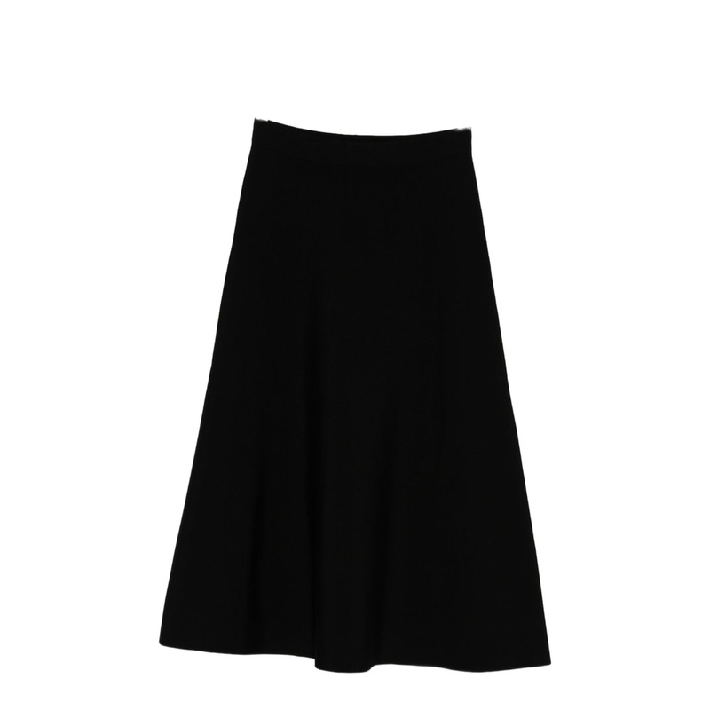 Flared Stretch-Viscose Long Skirt