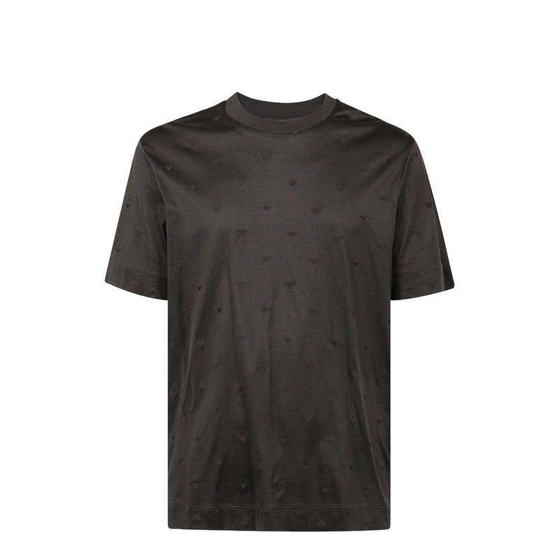 Lyocell-blend Jersey T-shirt with All-over Micro Eagle Embroidery