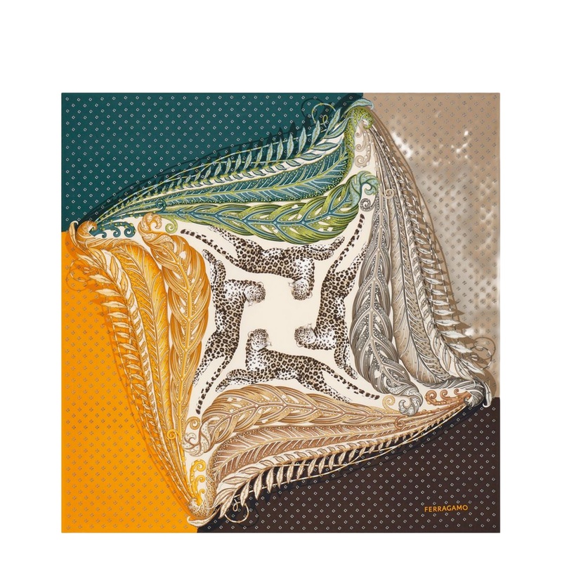 Printed Silk Scarf – Green|One Size