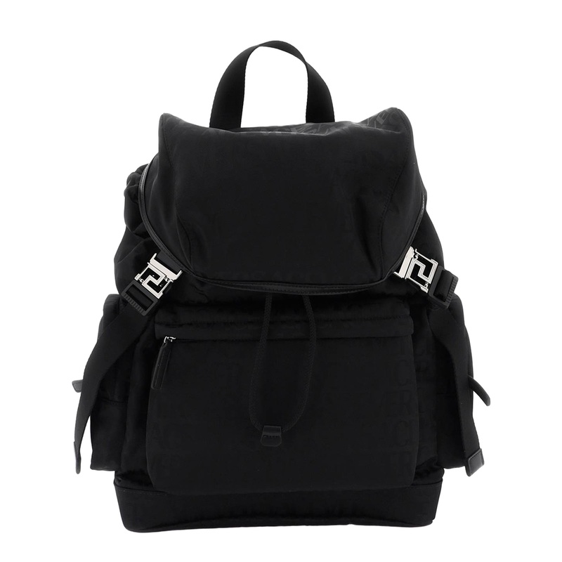 All Over Logo Nylon Backpack – Black