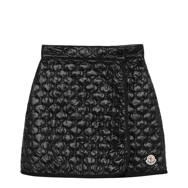 Black Square-Quilted Padded Mini Skirt