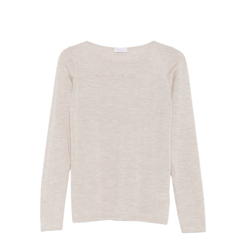Cashmere-Silk Blend Sweater Beige
