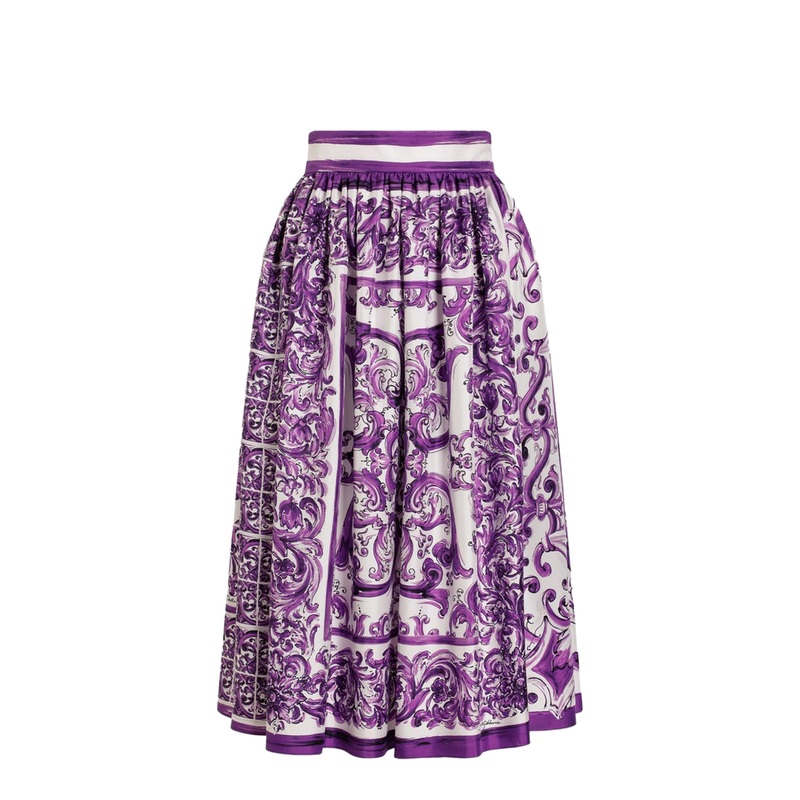 Maiolica Print Silk Skirt|40|42|46