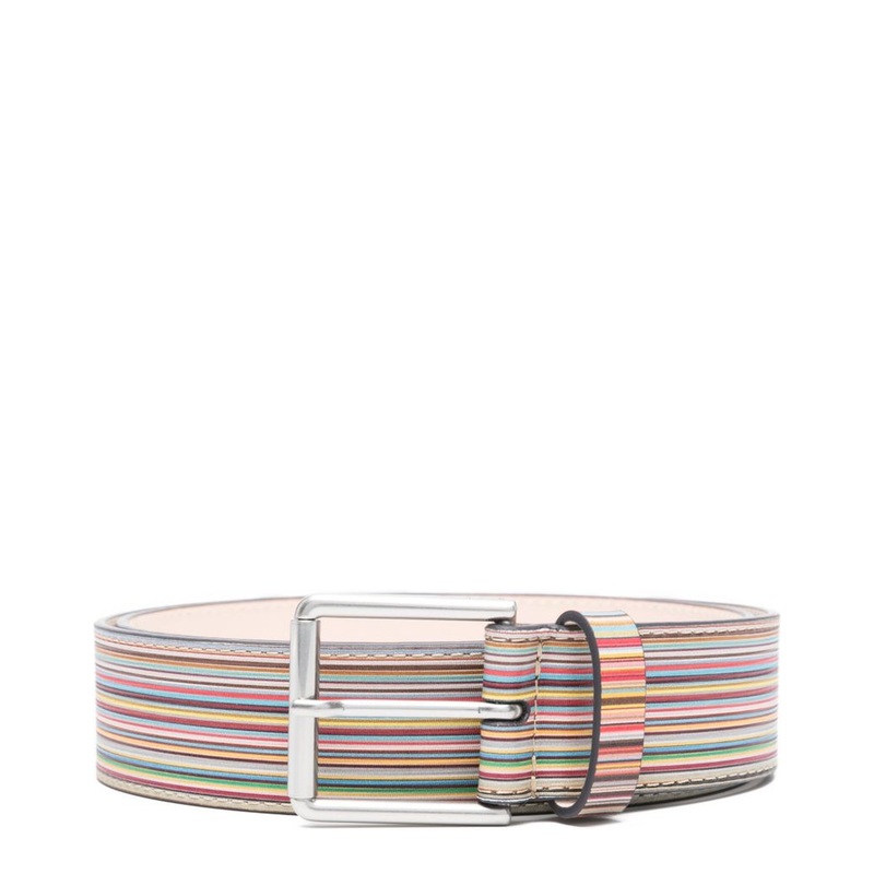 Striped Leather Belt|32|34|36|38