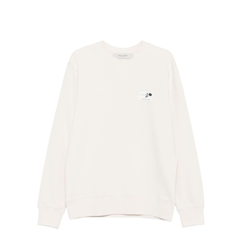 White Cotton Sweatshirt with Print on the Back