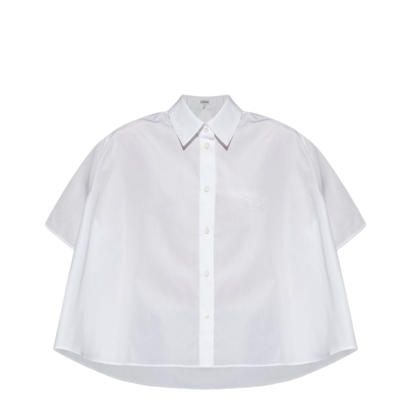 White Short Sleeves Button Fastening Collared Shirt