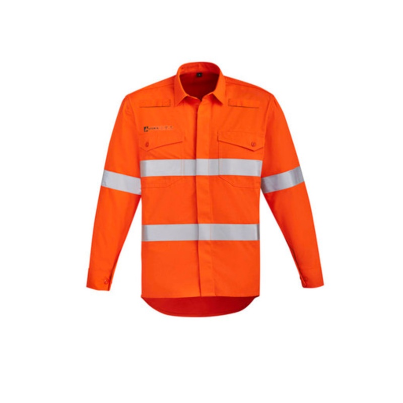 Mens Orange Flame Hi Vis Open Front Shirt – Hoop Taped