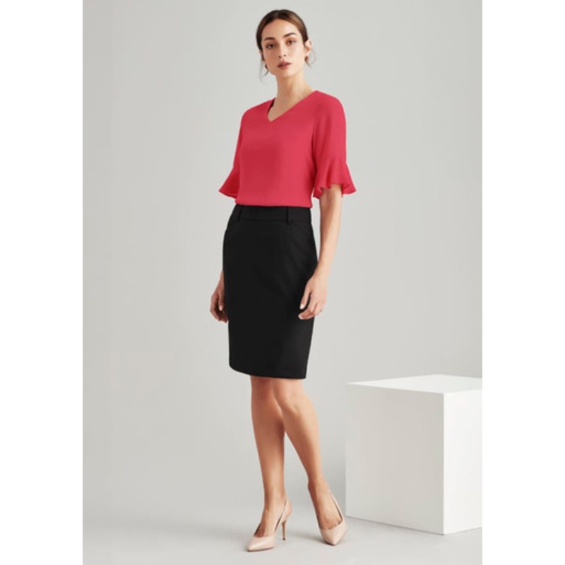 Womens Comfort Wool Stretch Multi-Pleat Skirt