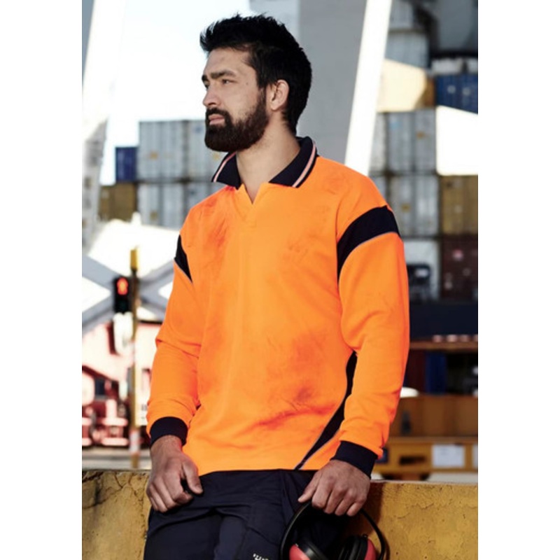 Mens Hi Vis Aztec Long Sleeve Polo