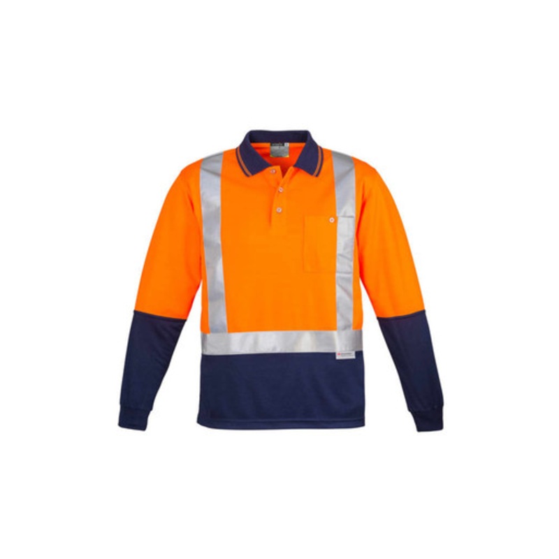 Mens Hi Vis Spliced Long Sleeve Polo – Shoulder Taped