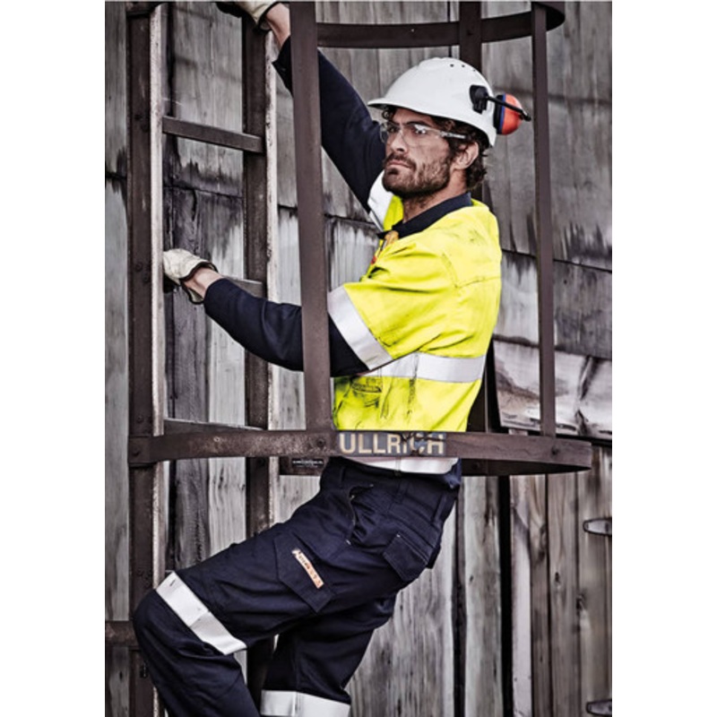 Mens Orange Flame Hi Vis Closed Front Shirt – Hoop Taped