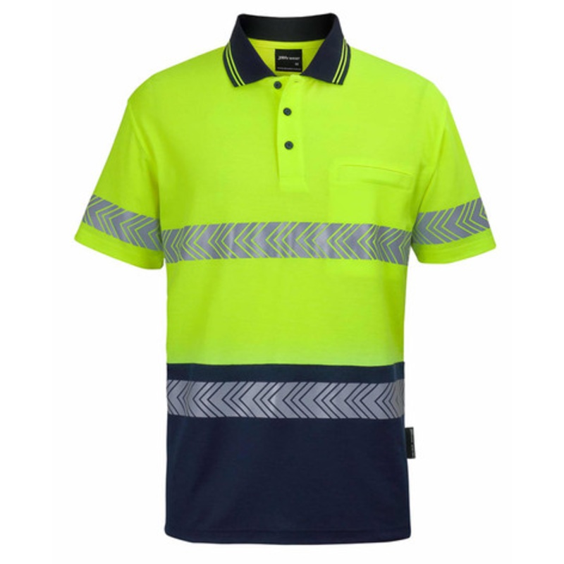 JB’s Hv S/S D+N C/Back Segmented Tape Polo Lime/Navy
