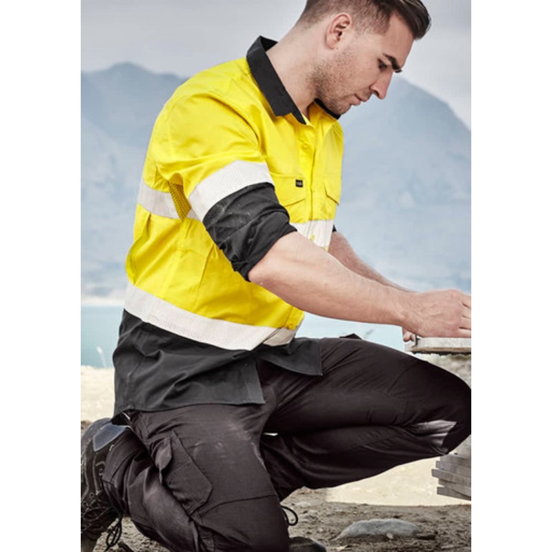 Mens Rugged Cooling HI Vis Taped Long Sleeve Shirt